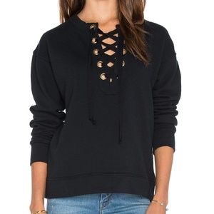 MOTHER The Tie Up Easy Sweatshirt Black - Reversible